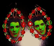 Image of Zombie Elvis red and green earrings