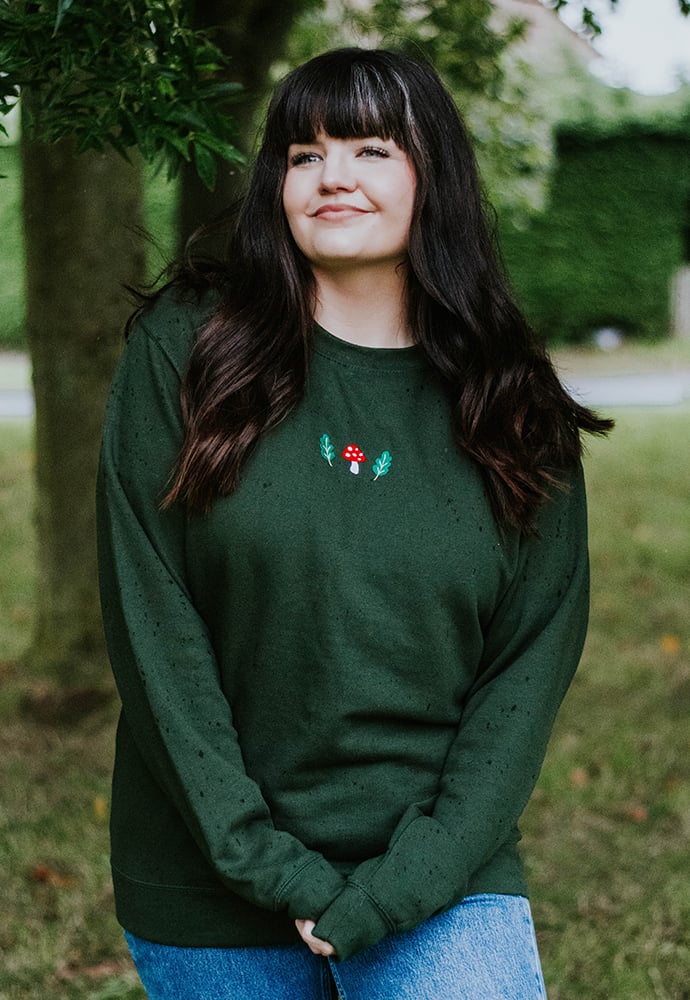 Image of Mushi & Oak Embroidered Sweatshirt ~ Forest Green