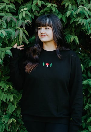 Image of Mushi & Oak Embroidered Sweatshirt ~ Black