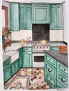 Yellow teapot kitchen ORIGINAL 28x38cm