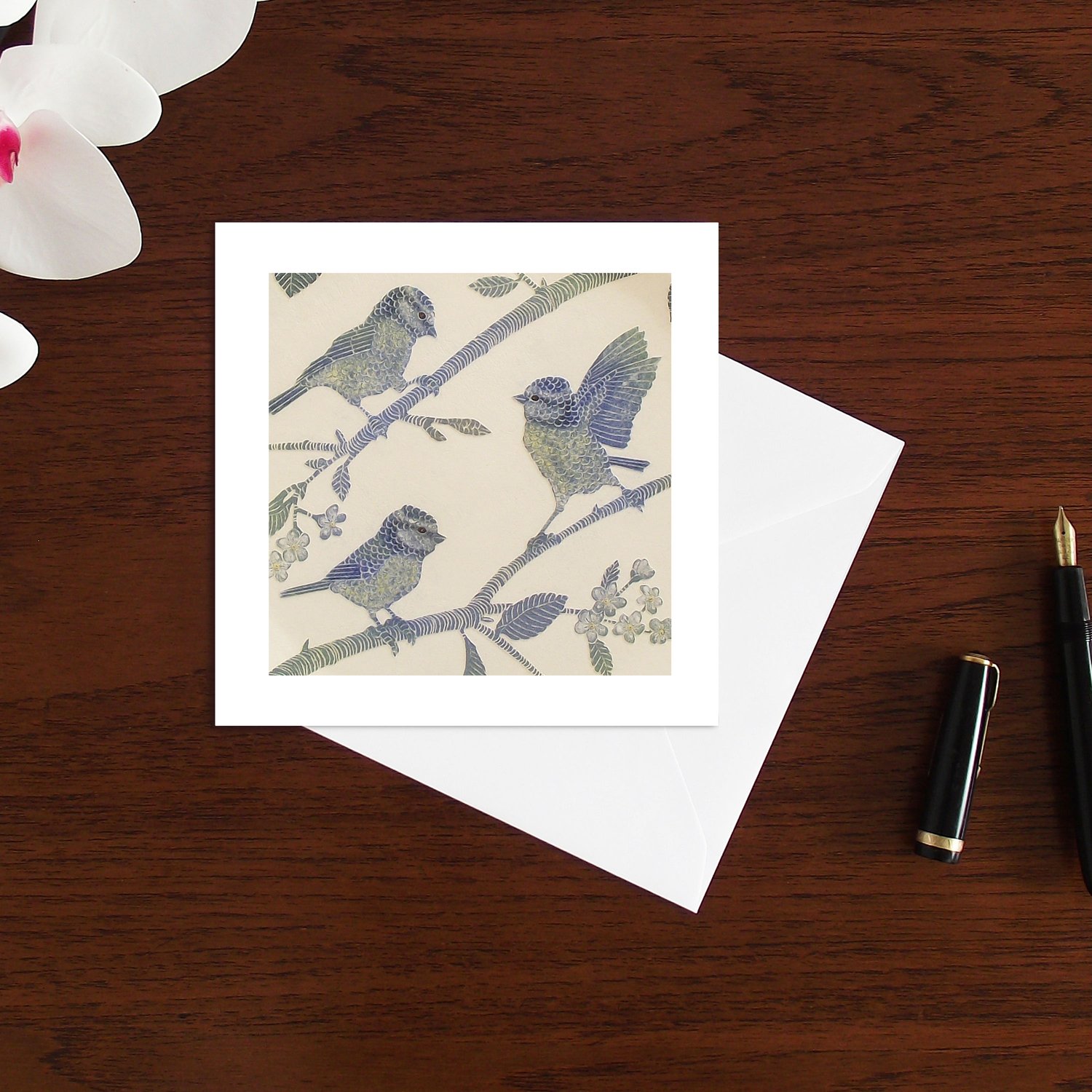 Image of Blue tits art card