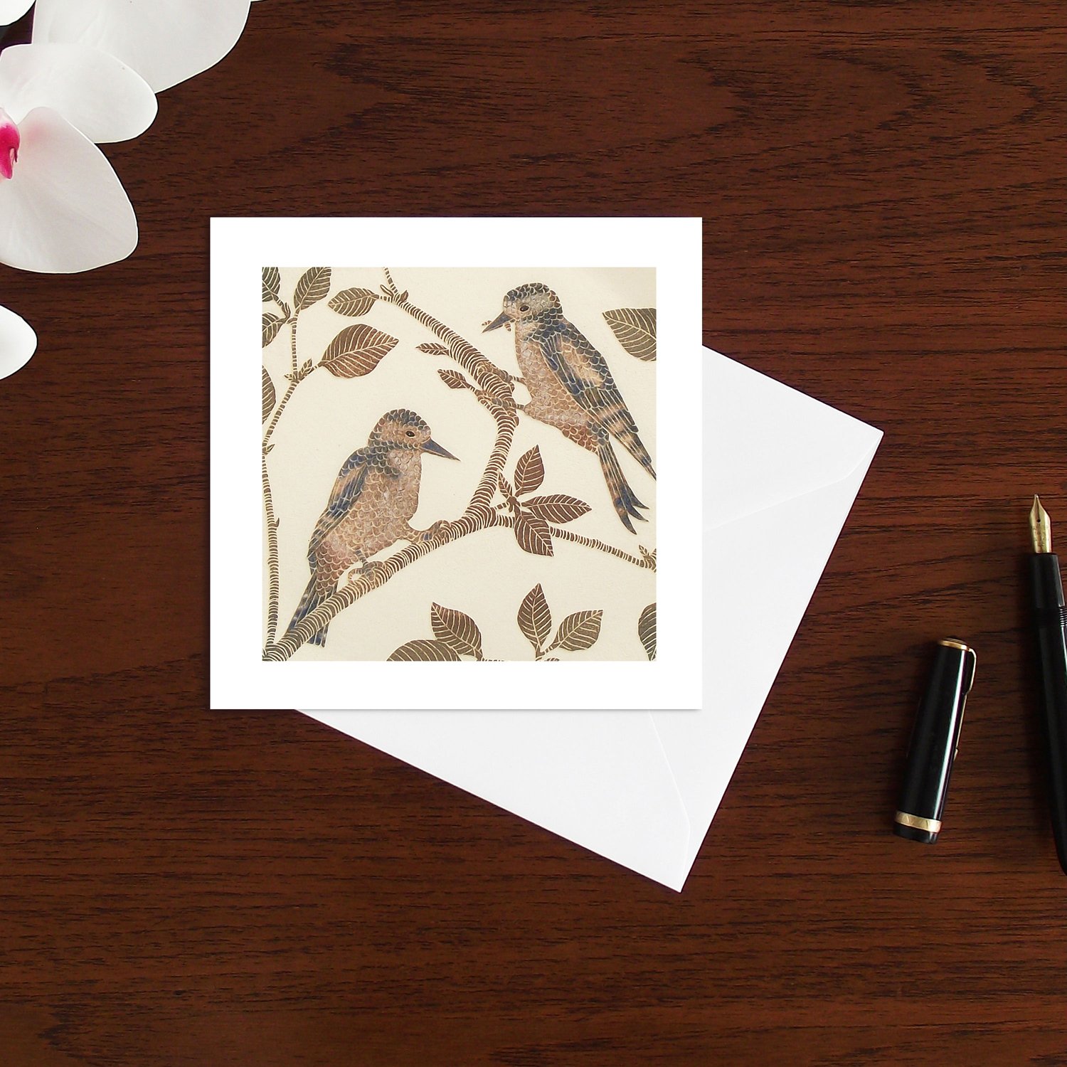 Image of Spotted wood peckers art card