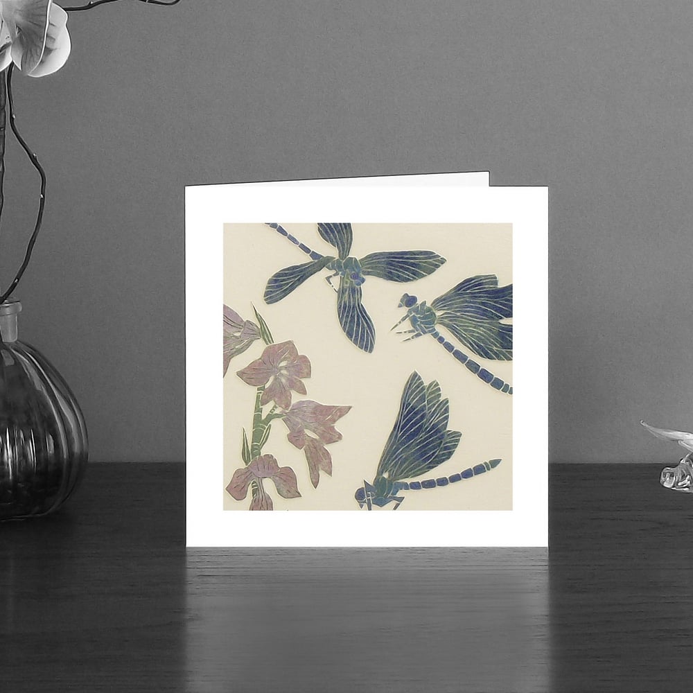 Image of Banded Damselflies art card
