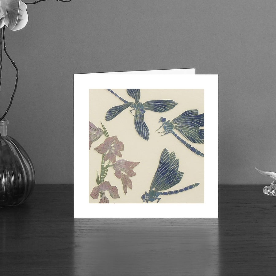 Image of Banded Damselflies art card