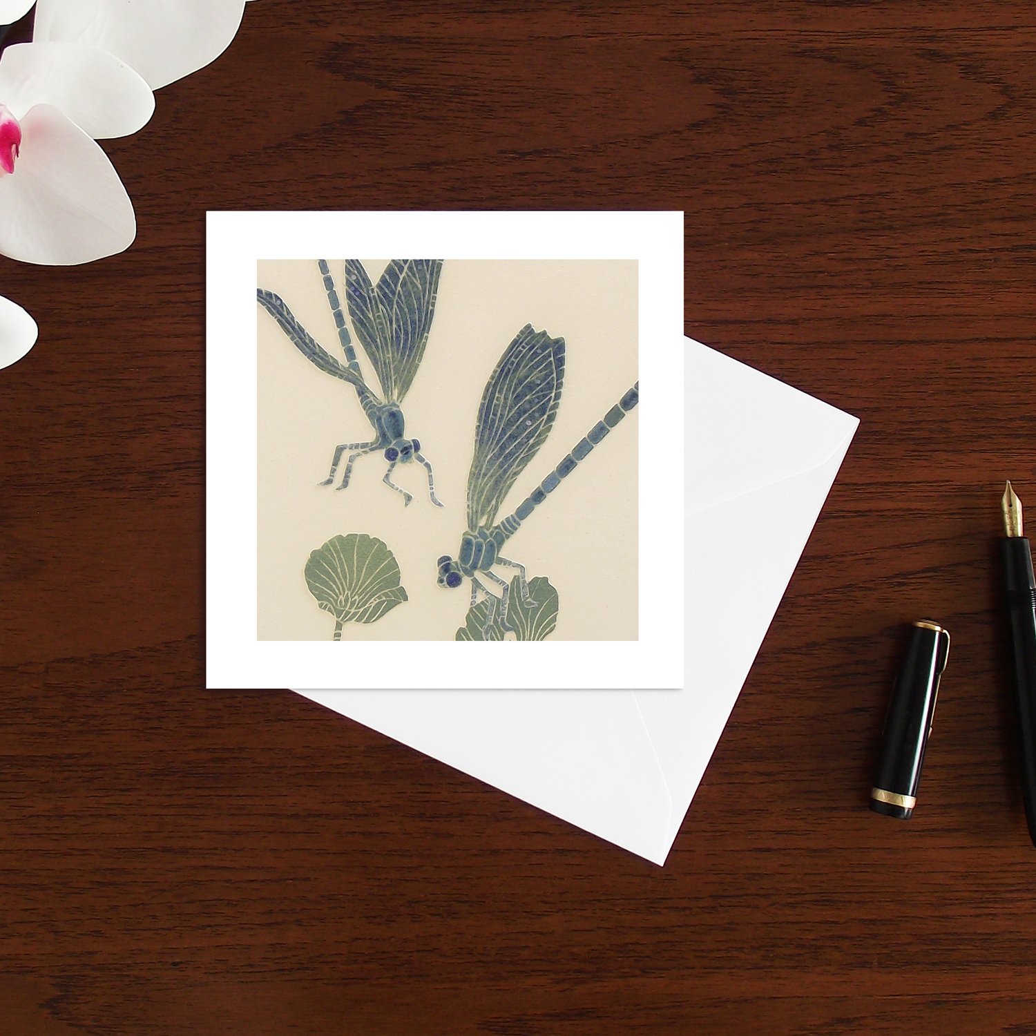 Image of Vivid dancer Damselflies art card