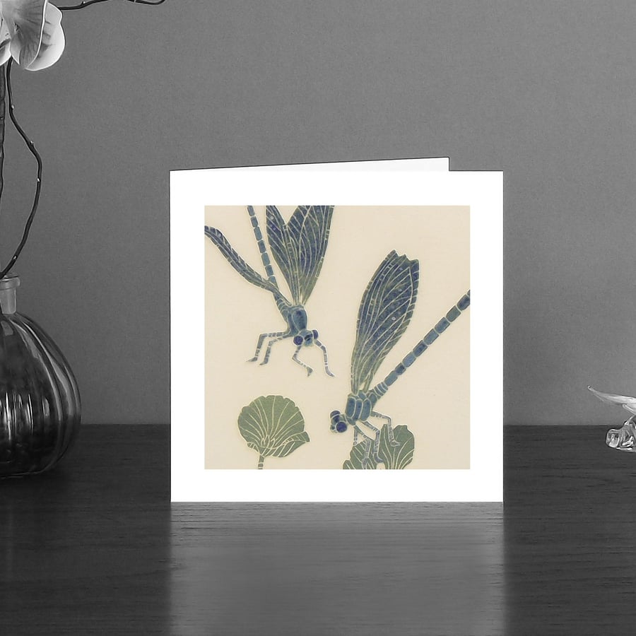 Image of Vivid dancer Damselflies art card