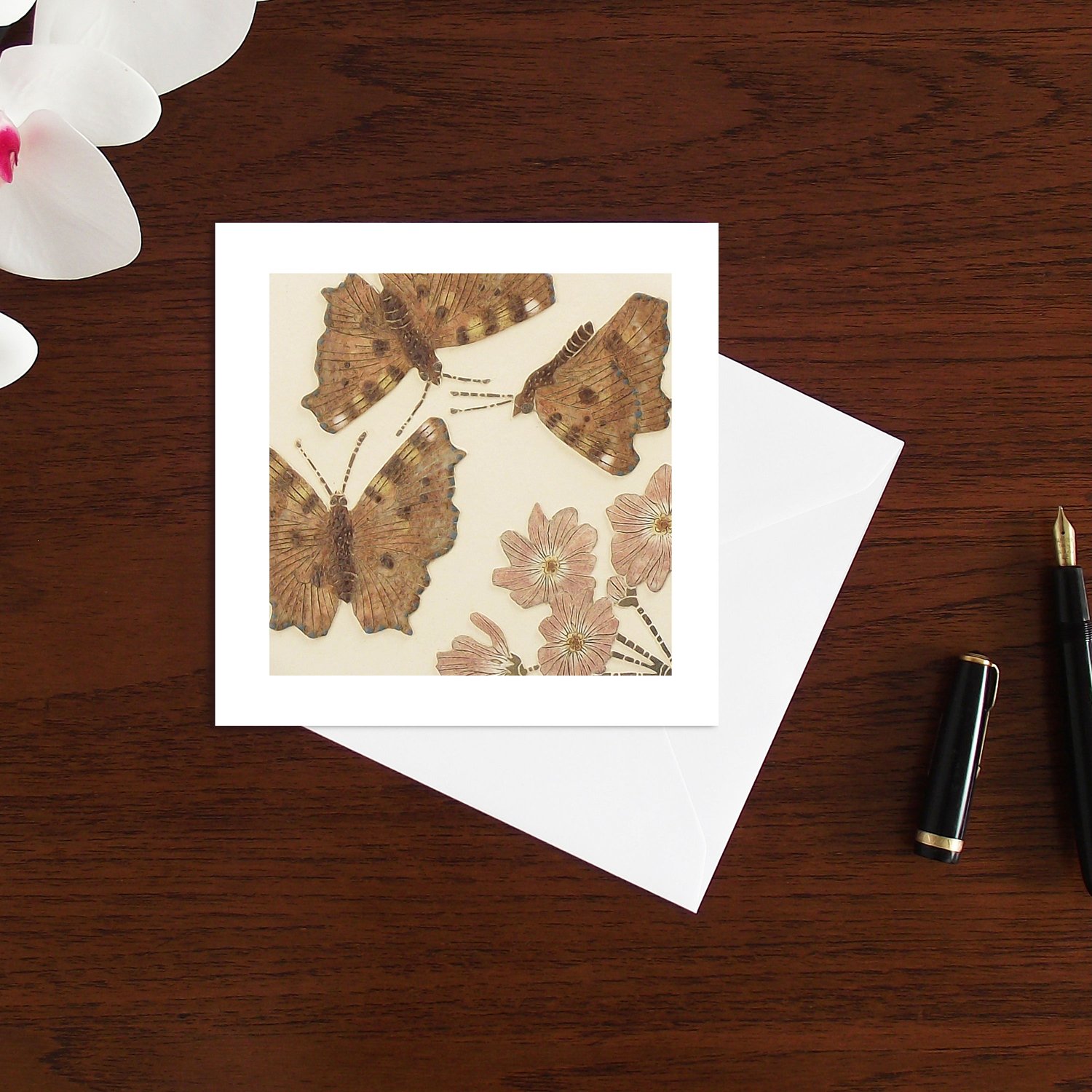 Image of Small Tortoise shell butterflies art card