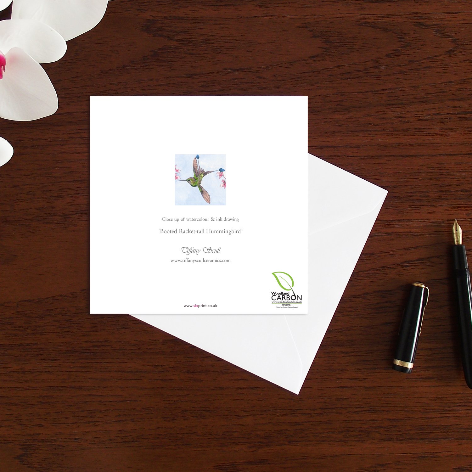 Image of Booted Racket-tail hummingbird art card