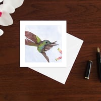 Image 2 of Empress brilliant hummingbird art card