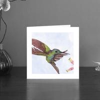 Image 1 of Empress brilliant hummingbird art card