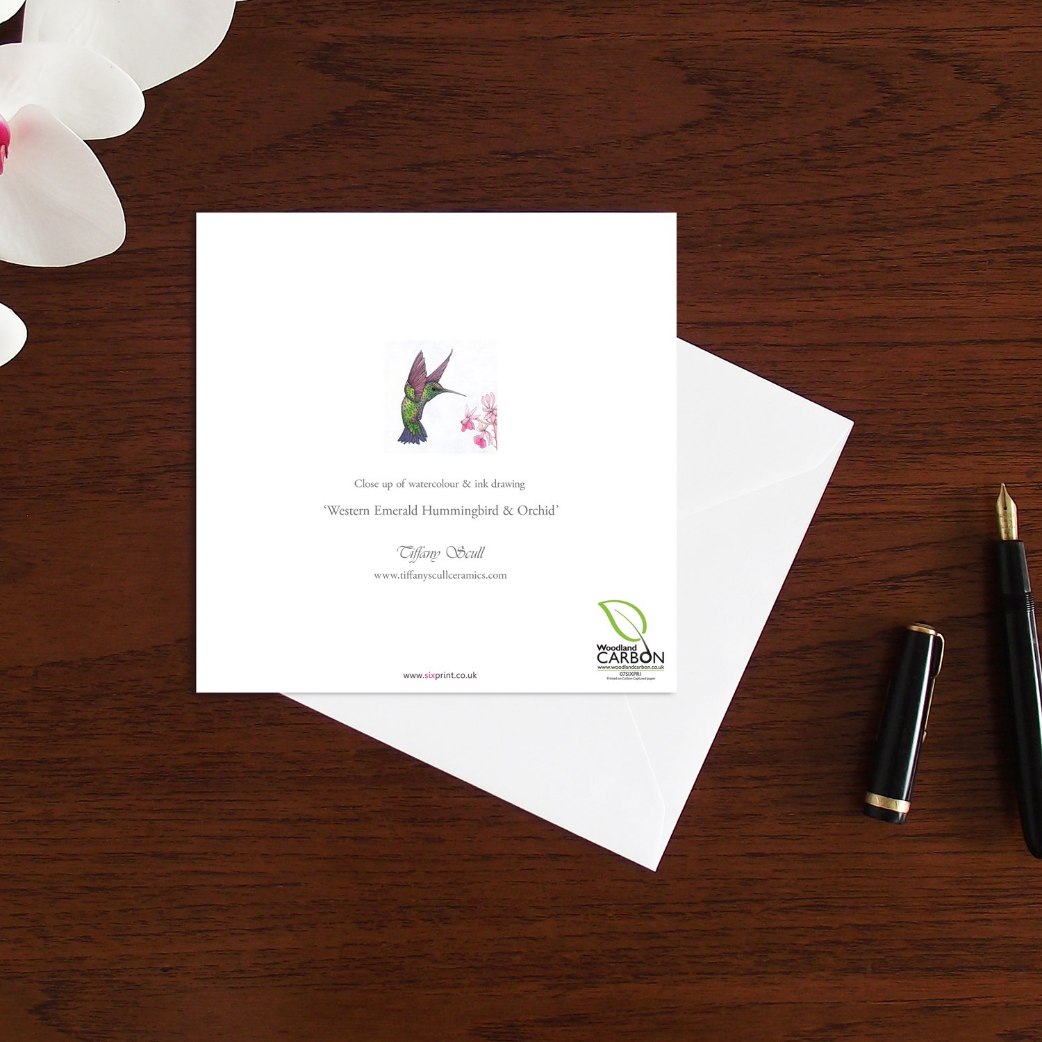 Image of Western emerald hummingbird art card