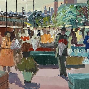 Image of 1961, 'Stockholm Flower Market,' Georg Lindstrom