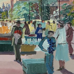 Image of 1961, 'Stockholm Flower Market,' Georg Lindstrom