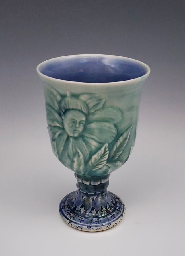 Flower Fairy Evening Bas Relief Porcelain Chalice