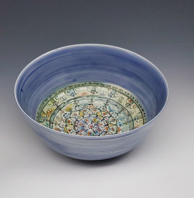 Large Handpainted Mandala Serving Bowl