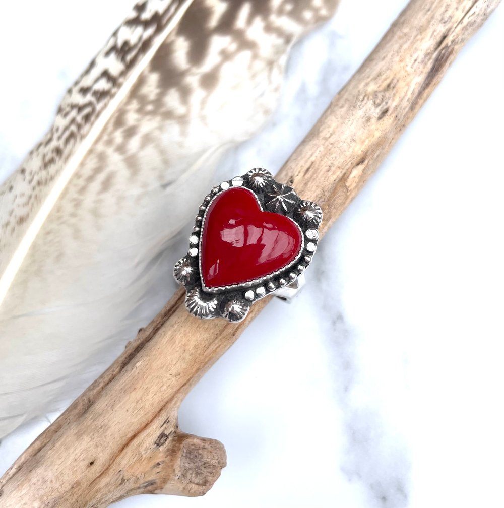 Handmade Sterling Silver Rosarita Heart Ring - Extra Embellishments