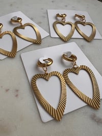 Image 7 of HEART BEAM EARRINGS ON MINI HOOP