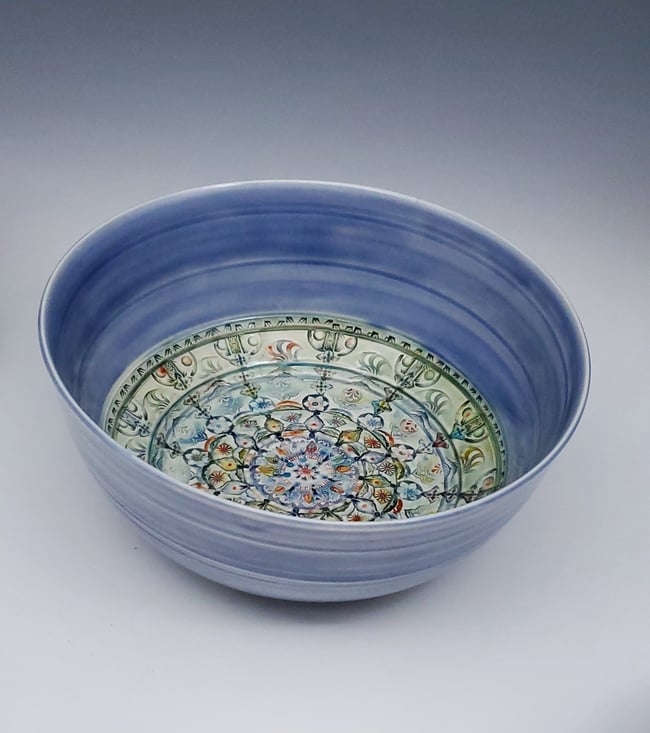 Large Handpainted Mandala Serving Bowl