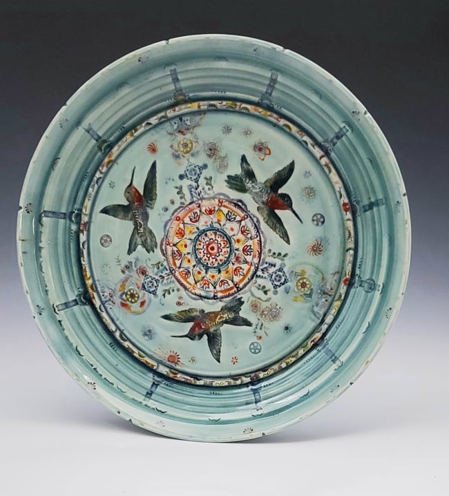 Ruby Throated Hummingbird Porcelain  Plate