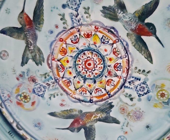 Ruby Throated Hummingbird Porcelain  Plate