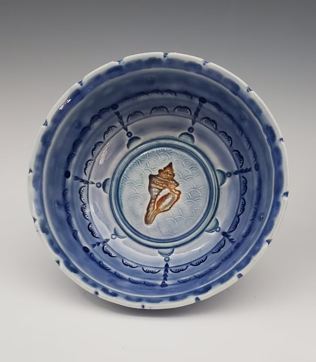 Cobalt Conch Shell Keepsake Dish