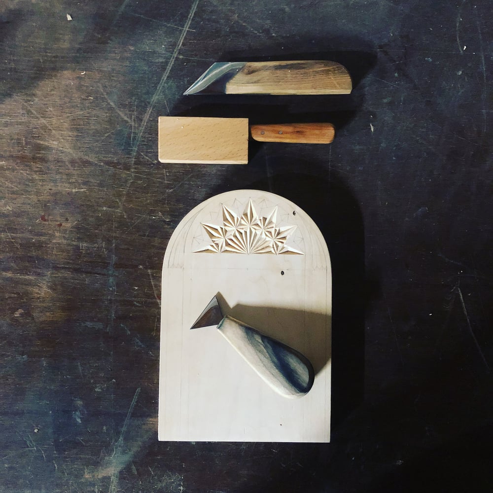 Image of hand carved icon stand