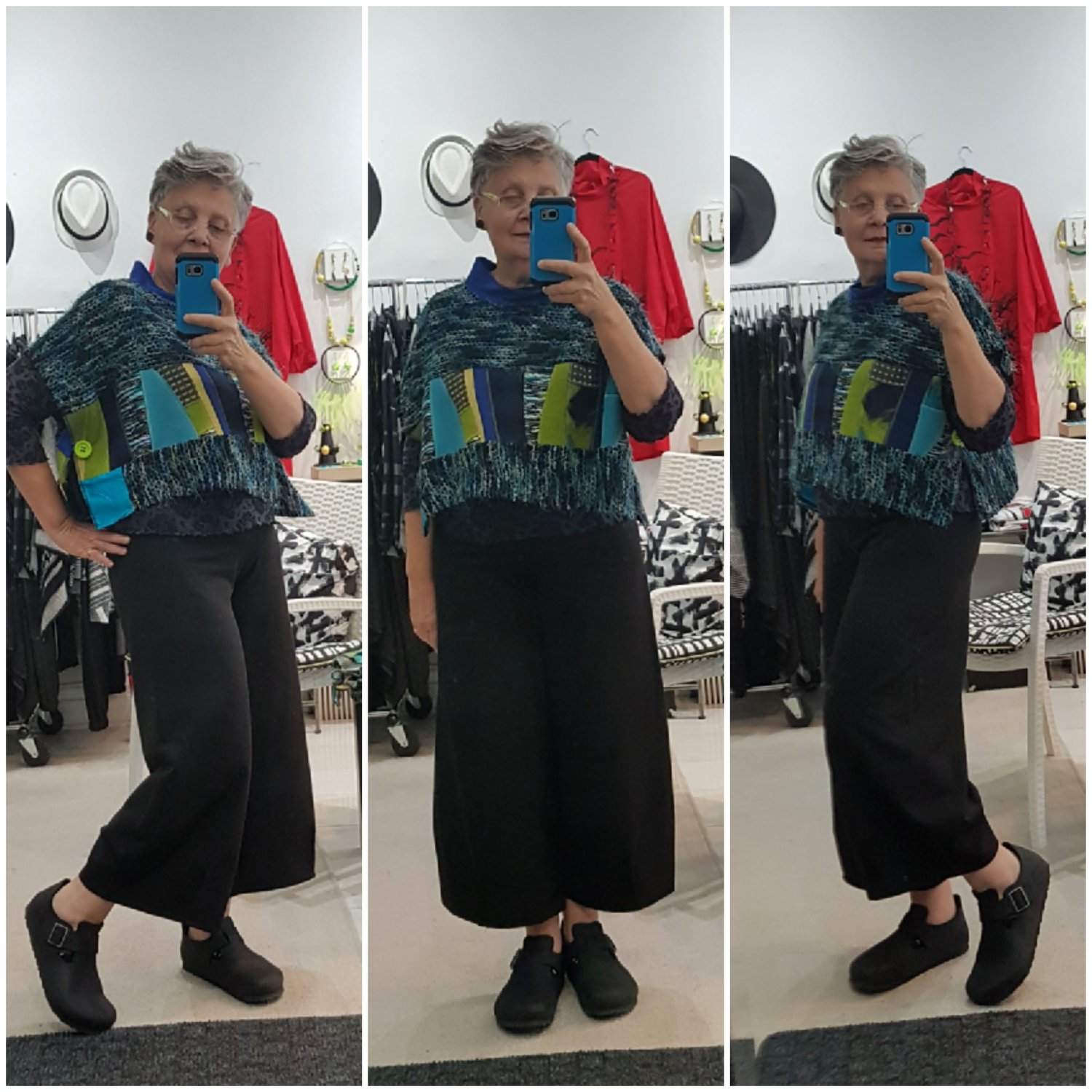 Image of cropped top, blue, green