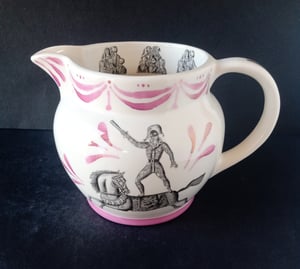 Equestrian Harlequin and Columbine jug