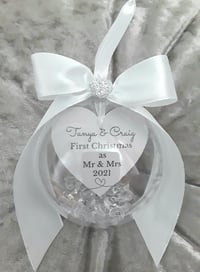 Image 4 of 8cm Beautiful First Christmas as Mr & Mrs Bauble,Mr & Mrs Ornament,First Christmas Bauble
