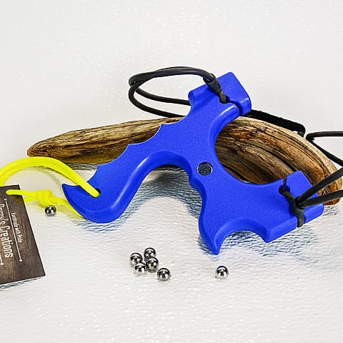 Image of Slingshot Catapult, Blue Textured Polyethylene HDPE, The Menace, Hunter Gift, Left or Right handed