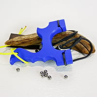 Image 2 of Slingshot Catapult, Blue Textured Polyethylene HDPE, The Menace, Hunter Gift, Left or Right handed