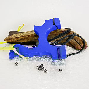 Image of Slingshot Catapult, Blue Textured Polyethylene HDPE, The Menace, Hunter Gift, Left or Right handed
