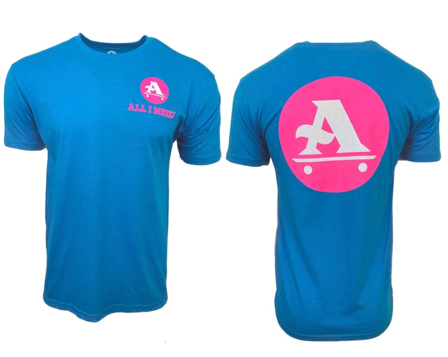 Image of A-logo tee sapphire / pink