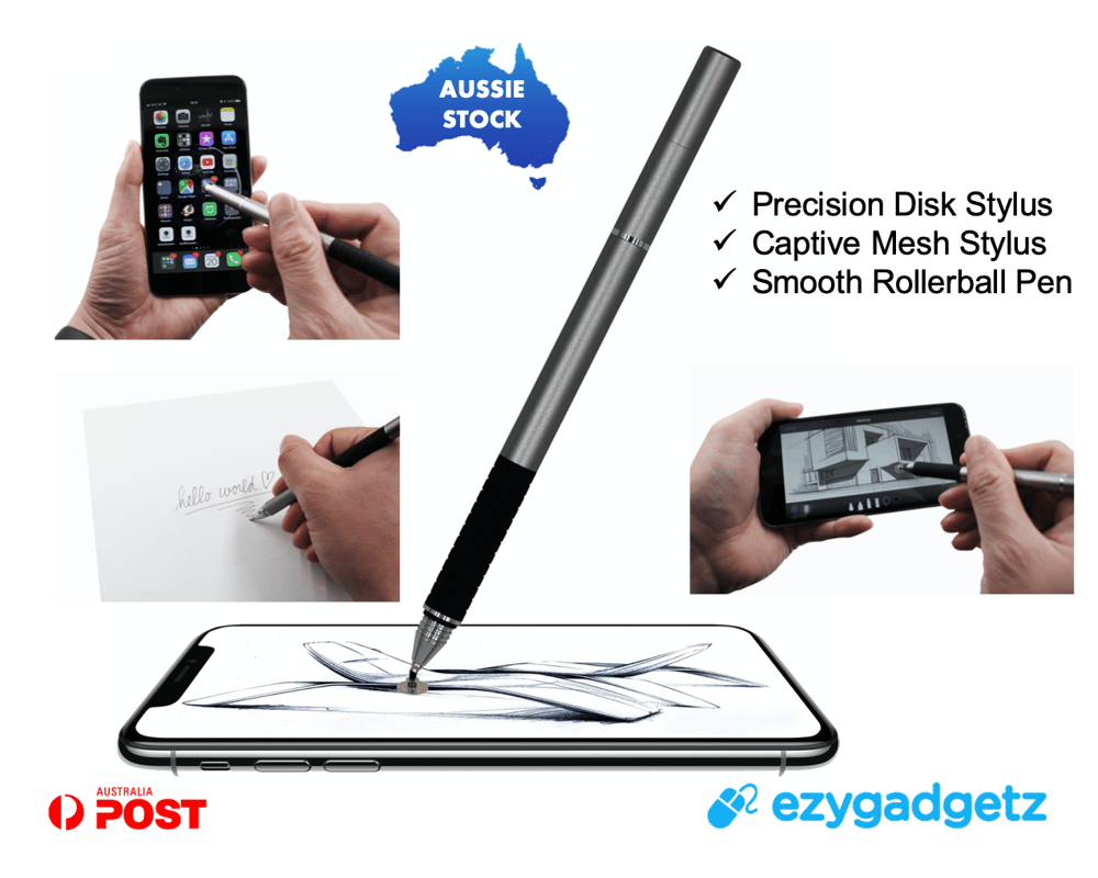 Universal 3 in 1 Precision Disk Stylus | Captive Mesh Stylus | Rollerball Pen for phone/tablet