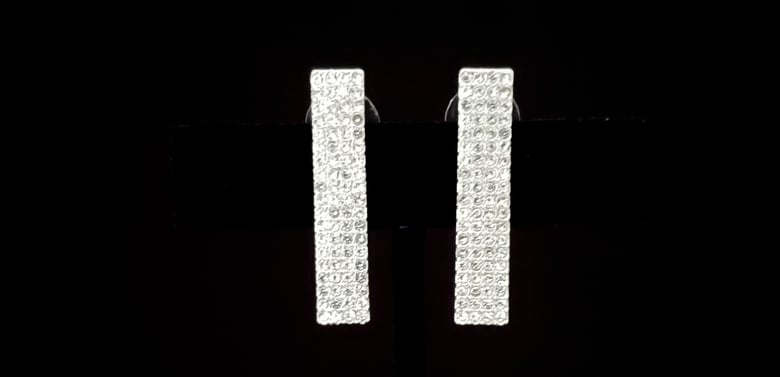 Image of Silver Rhinestone Pencil  Pierced Earrings 