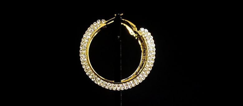 Image of Double Rhinestone Pierced Hoops