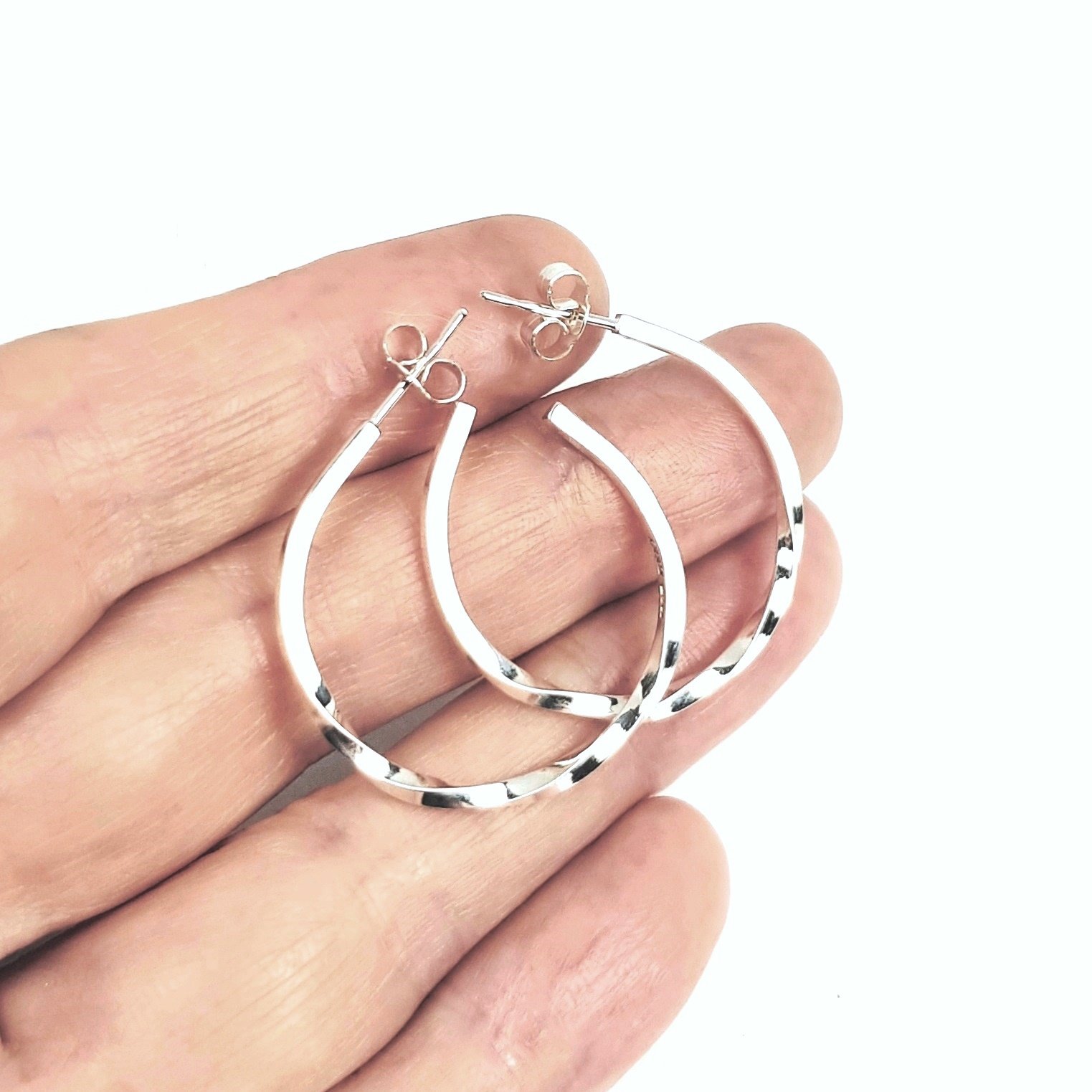 Beginnings Silver Medium Square Cut Hoop Earrings - E6283 - Jewellery from  Peplow Jewellers UK