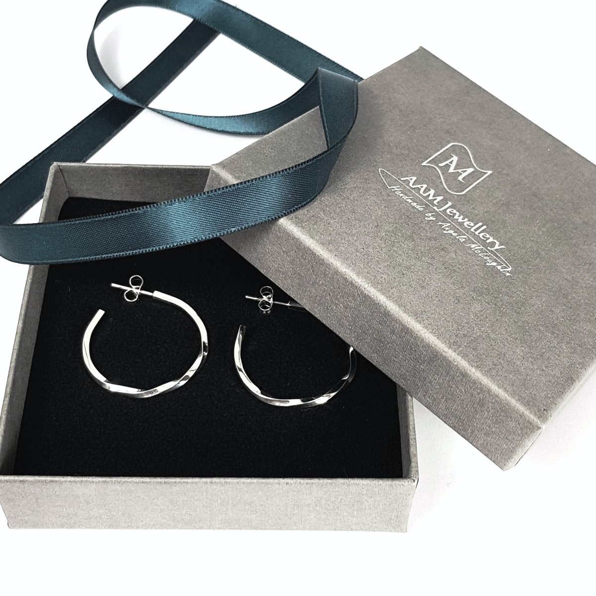 Image of Sterling Silver Hoop Earrings, Handmade Silver Hoops