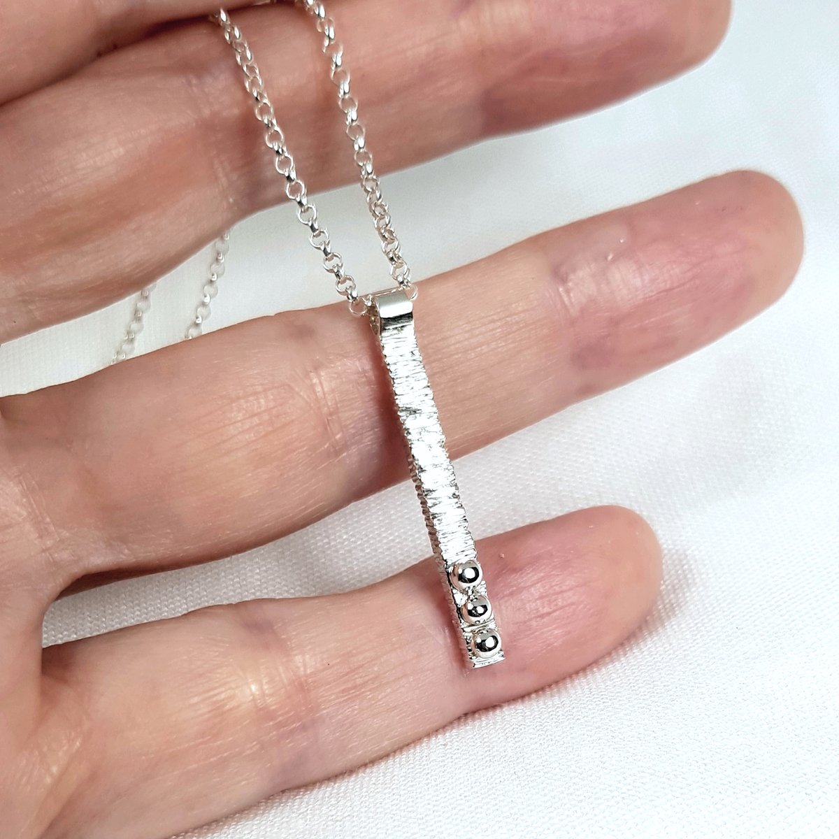 Image of Sterling Silver Bar Necklace, Contemporary Minimalist Pendant Necklace