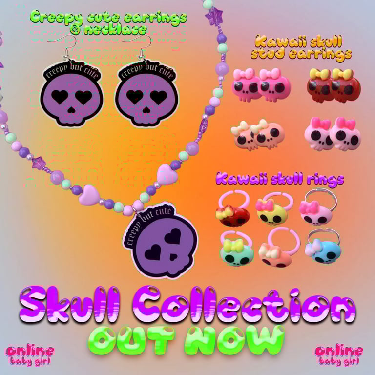 Kawaii Skull Earrings Image 3