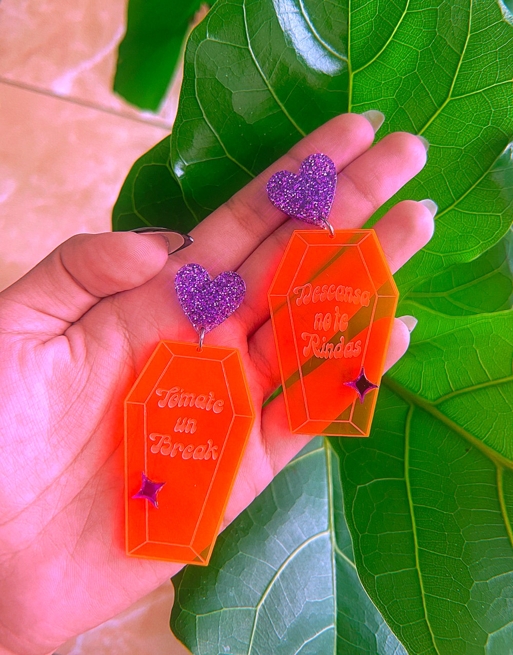 Image of Neon Coffin earrings