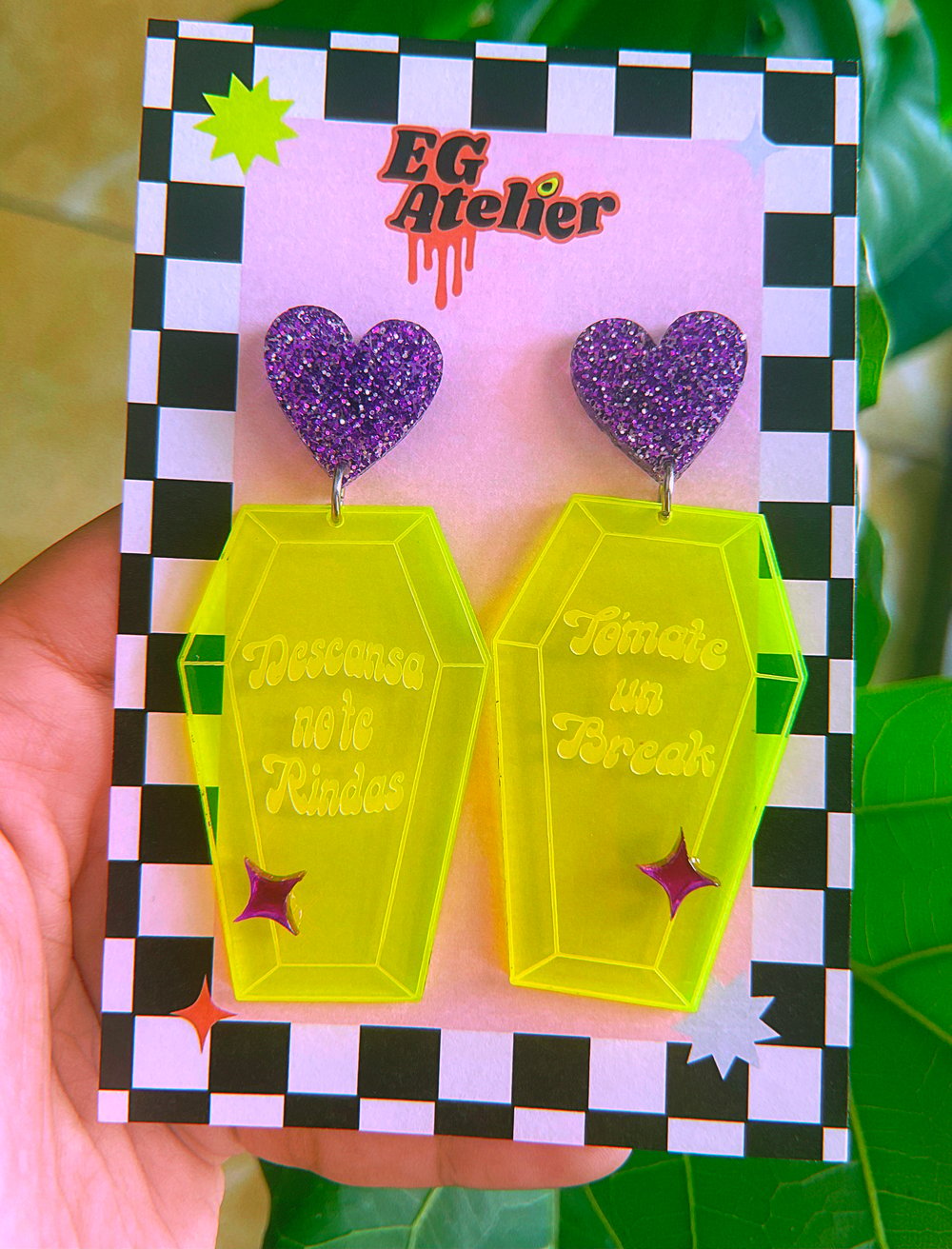 Image of Neon Coffin earrings