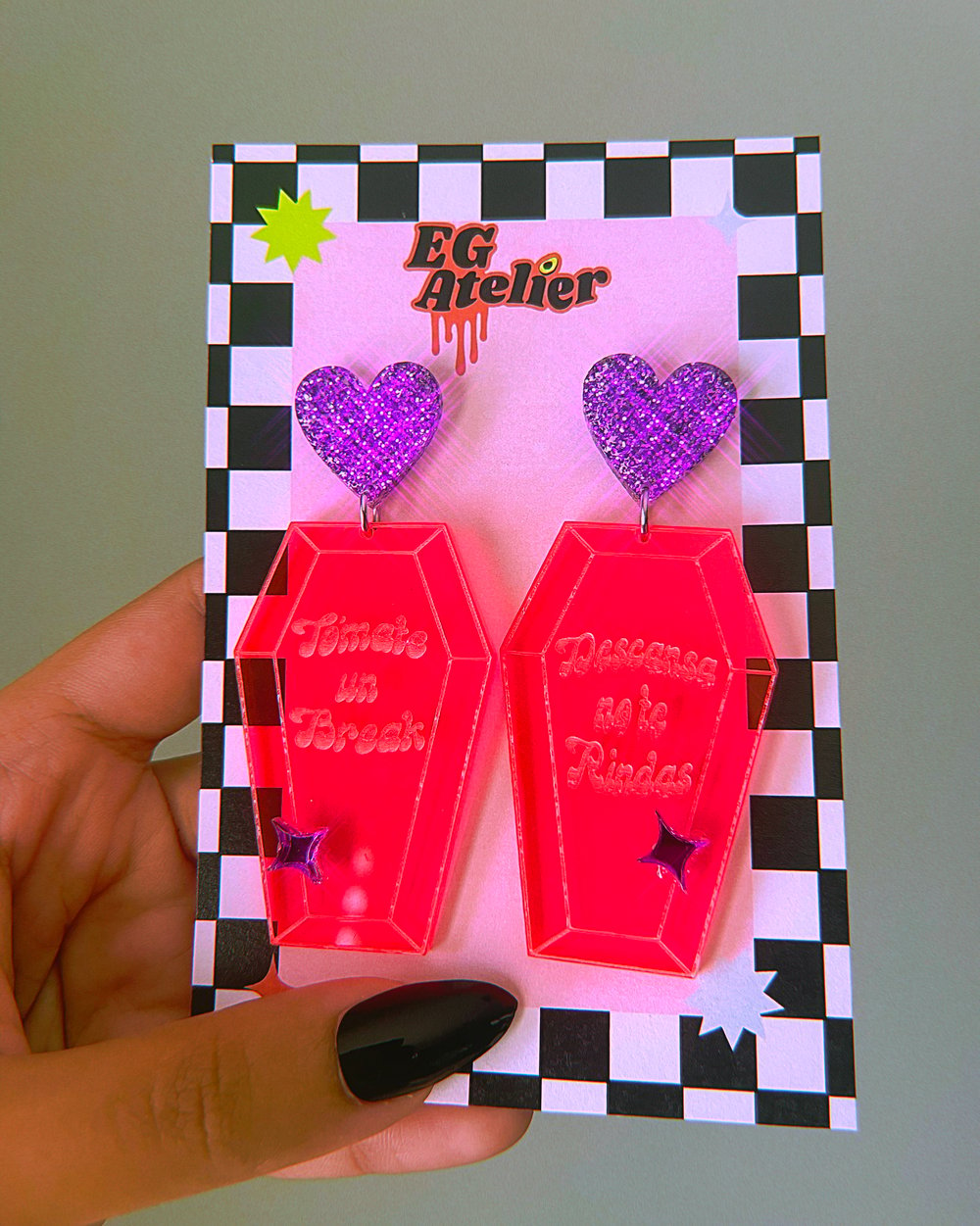 Image of Neon Coffin earrings