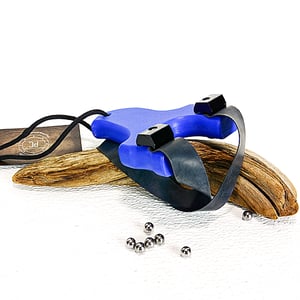 Image of Slingshots Catapults, Blue Textured Polyethylene HDPE, The Mini Heathen, hunter gift, right handed