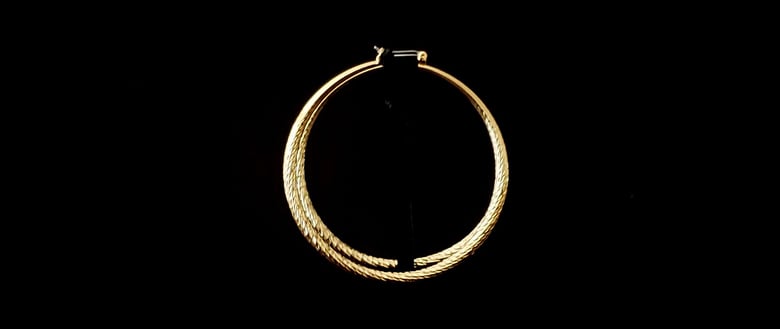 Image of Gold XL Thin Ridged Pierced Hoops