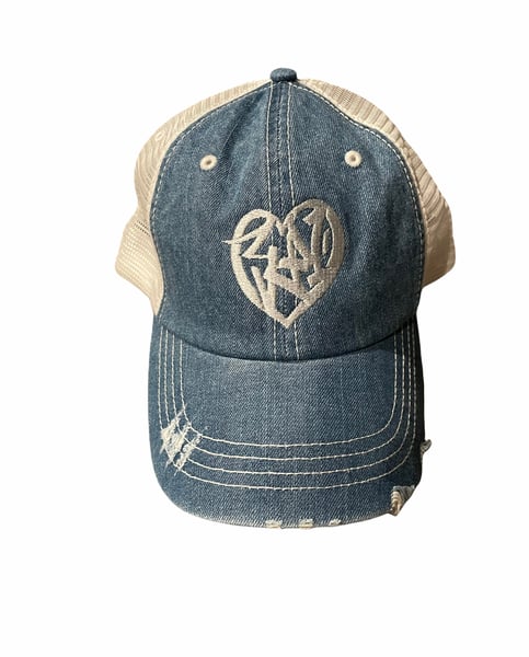 Image of 381 Light Denim Herringbone Trucker Cap