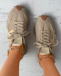 Image 2 of Lace-up Suede Muffin Sneakers