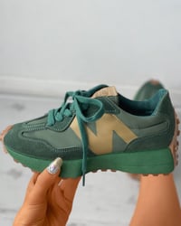 Image 4 of Lace-up Suede Muffin Sneakers