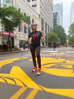 Image of 381 Logo Tee Black|Red Glitter