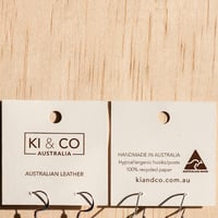 Image 3 of Handmade Australian leather leaf earrings - White, green, beige [LGB-031]